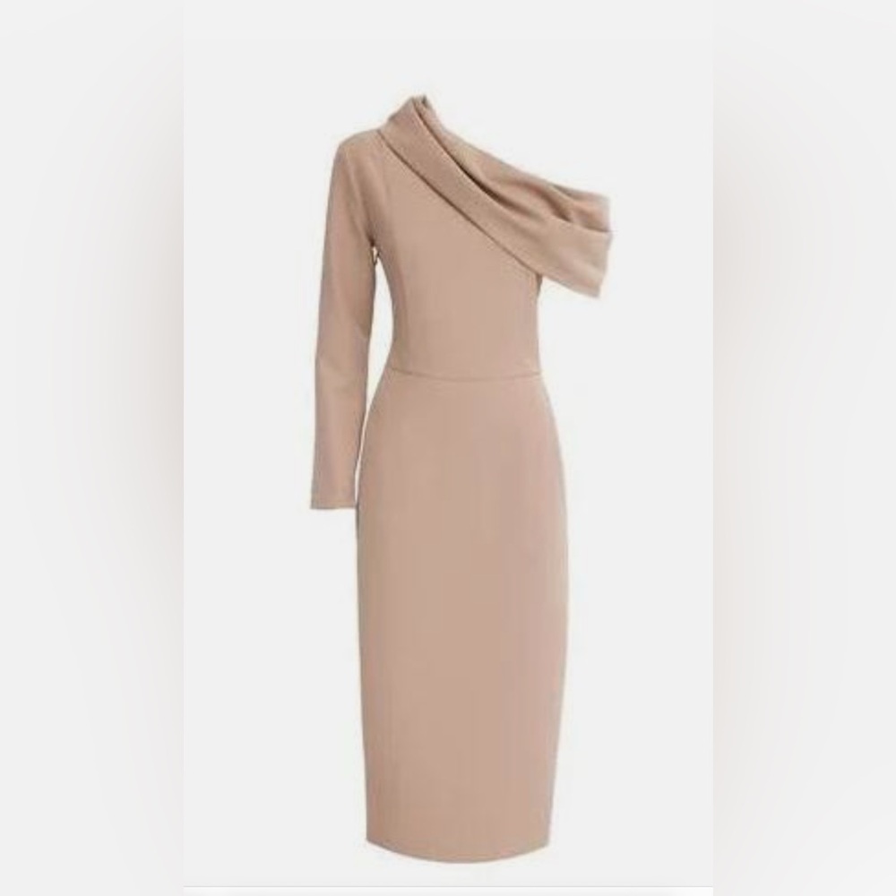 Julia Allert Elegant Tan One-Shoulder Dress